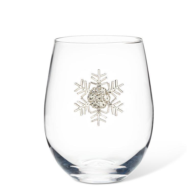 Jewelled Snowflake Stemless Wine Glass | Putti Christmas Celebrations 