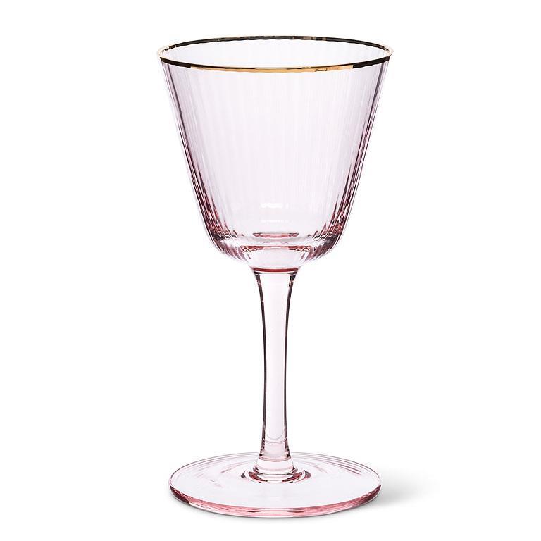 Pink Optic Cocktail Glass with Gold Rim | Putti Fine Furnishings Canada