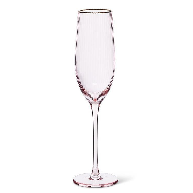 Pink Optic Flute with Gold Rim | Putti Fine Furnishings Canada