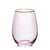 Pink Optic Stemless Wine Glass with Gold Rim | Putti Fine Furnishings Canada