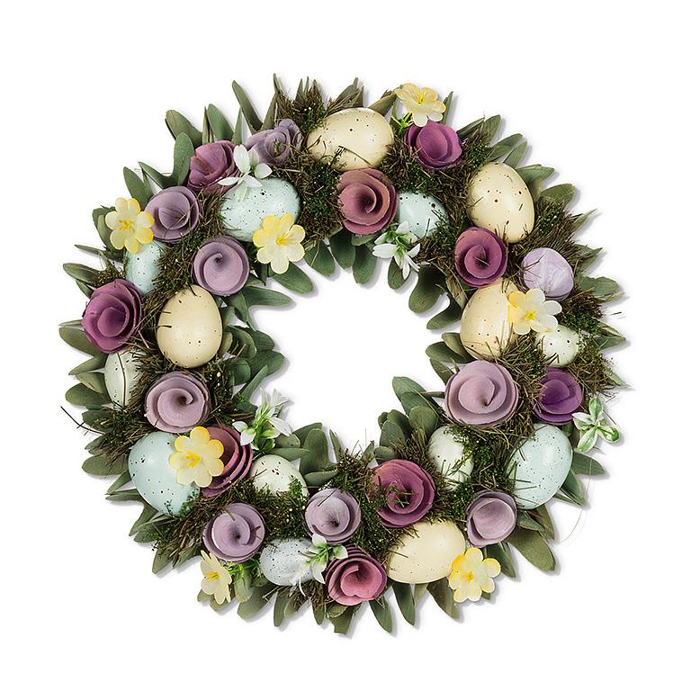 Florette Wreath with Eggs & Flowers | Putti Fine Furnishings Canada 