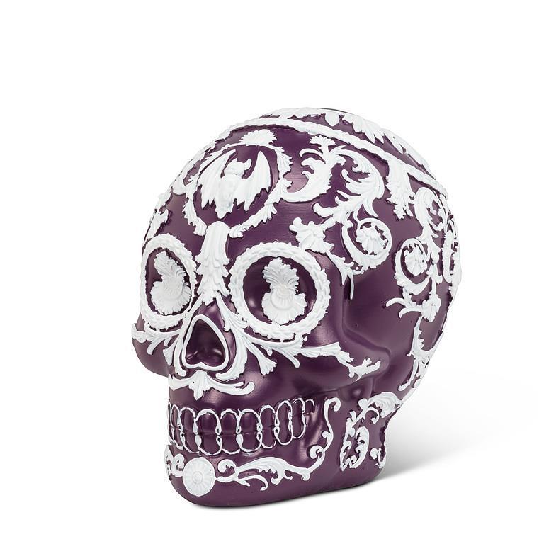 Embossed Scroll Skull-Purple