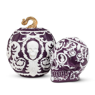 Embossed Scroll Skull-Purple