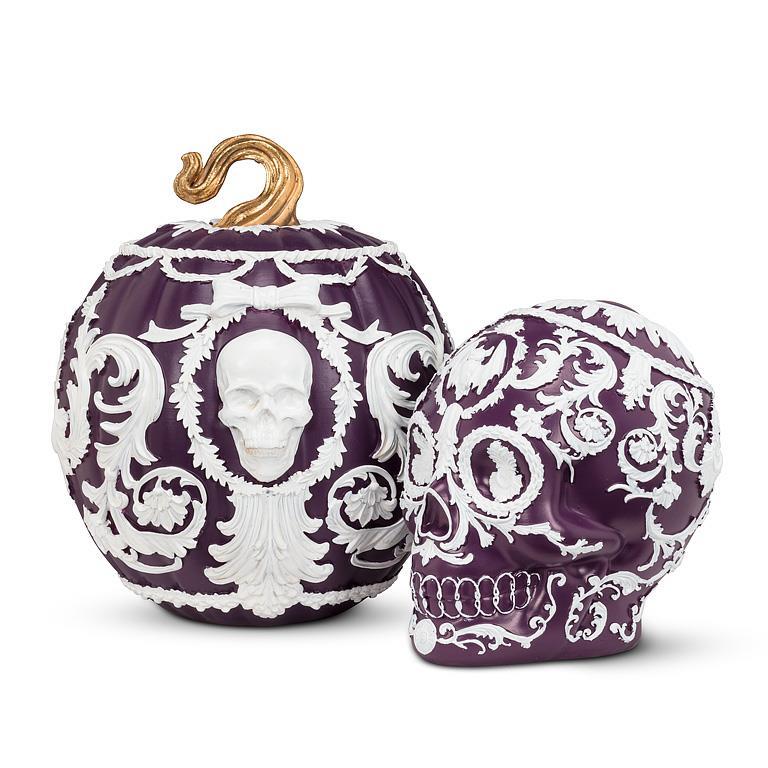 Embossed Scroll Skull-Purple