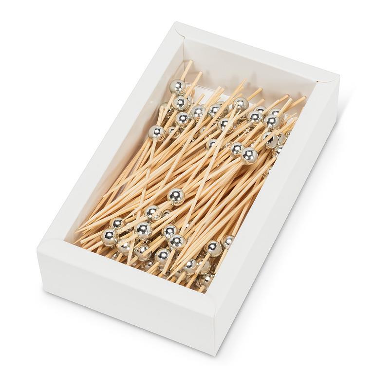 Metallic Silver Ball Canape Picks | Putti Party Supplies 