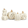 Small Round Ivory Cutout Ceramic Pumpkins | Putti Fine Furnishings Canada