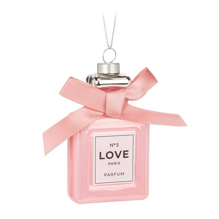Pink Perfume Bottle Glass Ornament | Putti Christmas Celebrations Canada