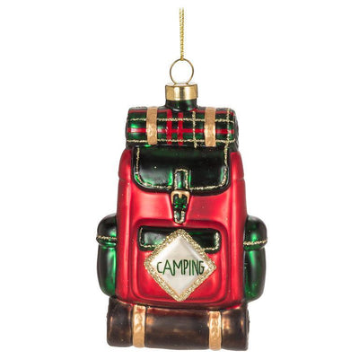 Camping Backpack Red Ornament Putti Christmas Decorations