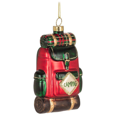 Camping Backpack Red Ornament Putti Christmas Decorations