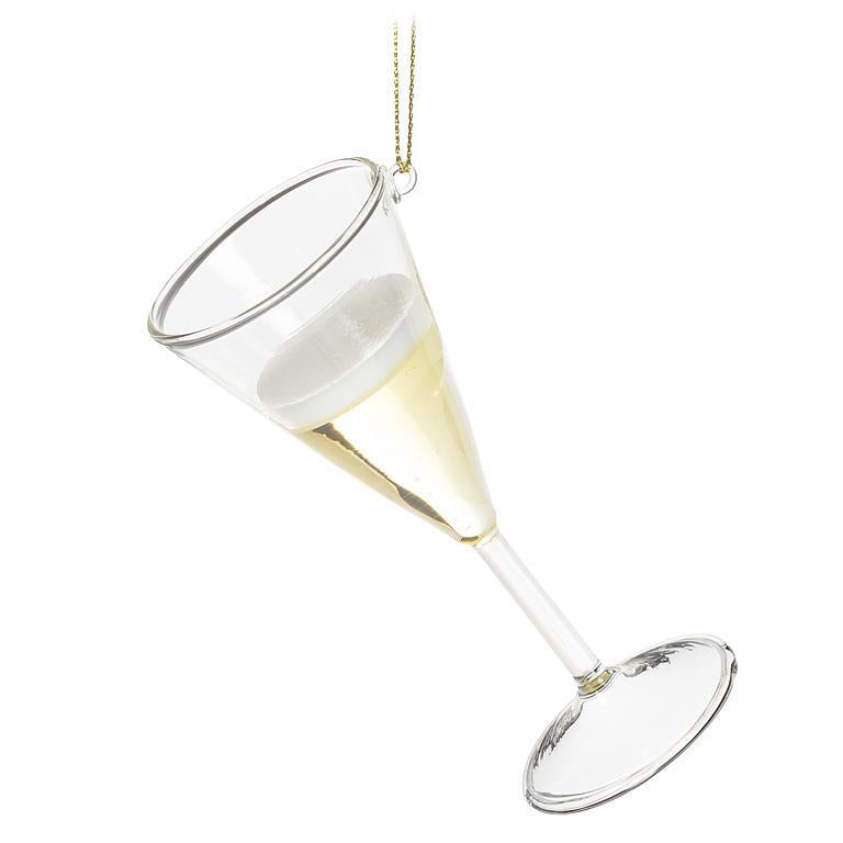 Champagne in Flute Glass Ornament | Putti Christmas Decorations 