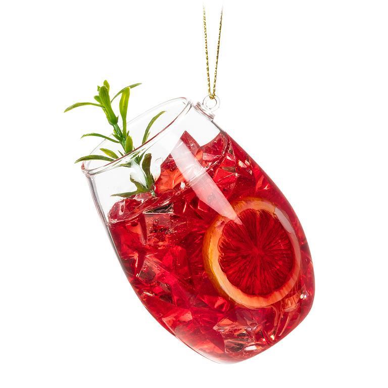 Glass of Sangria Glass Ornament | Putti Christmas Decorations 