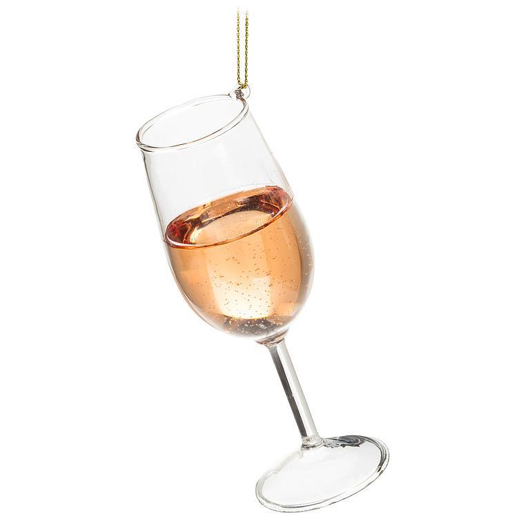 Glass of Rose Glass Ornament | Putti Christmas Decorations 