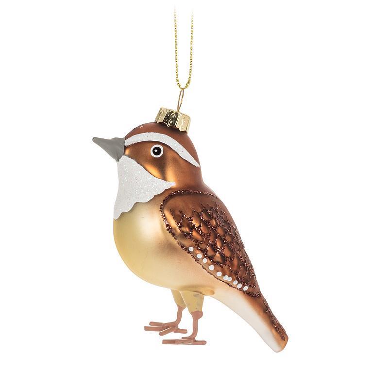 Sparrow Glass Ornament | Putti Christmas Decorations