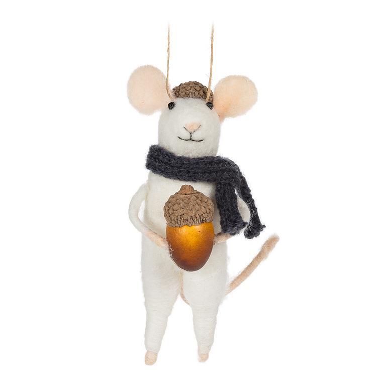 Mouse with Coffee Felt Ornament  | Putti Christmas Decorations 