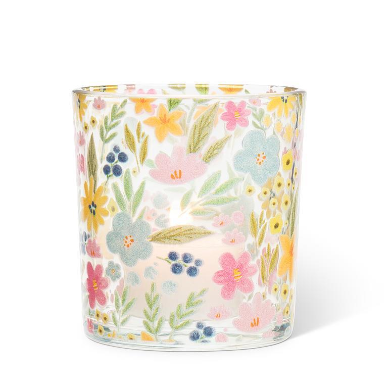 Pastel Florals Glass Votive Holder | Putti Fine Furnishings Canada