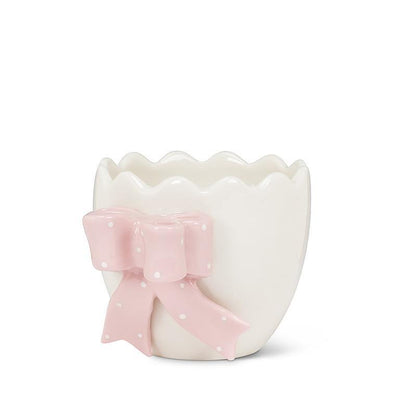 Bunny with Pink Bow and Basket | Putti Fine Furnishings