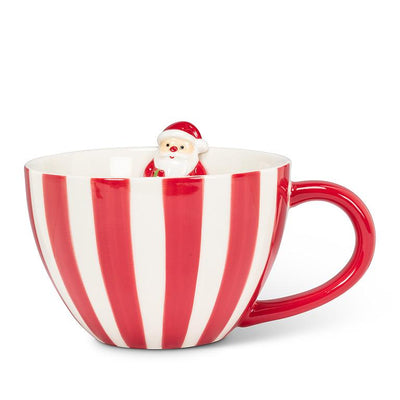 Wide Striped Mug with Santa | Putti Christmas Entertaining