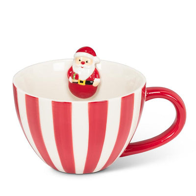 Wide Striped Mug with Santa | Putti Christmas Entertaining