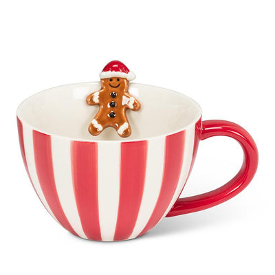 Wide Striped Mug withGingerbread Man | Putti Christmas Entertaining