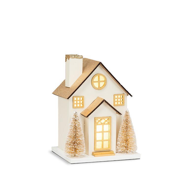 Small Glitter House with LED Lights  | Putti Christmas Decorations 