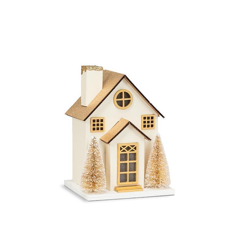 Small Glitter House with LED Lights  | Putti Christmas Decorations 