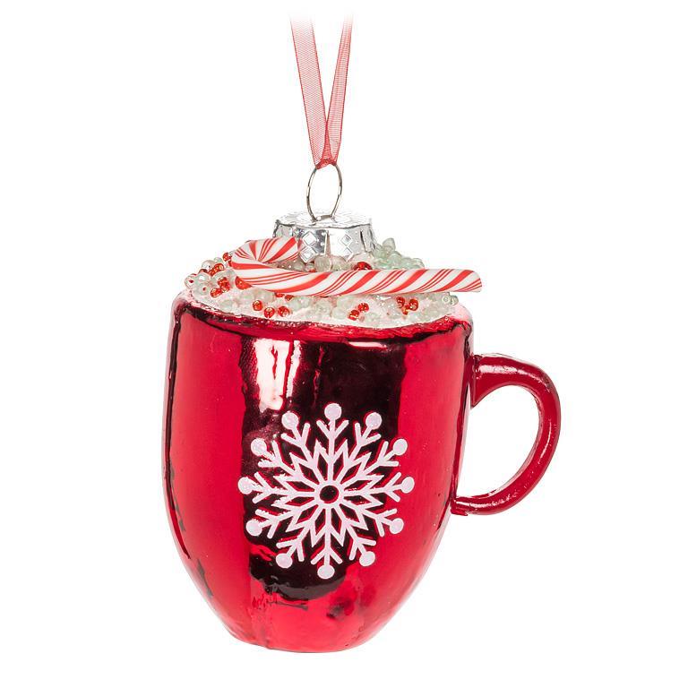 Hot Chocolate Mug Glass Ornament | Putti Christmas Decorations 