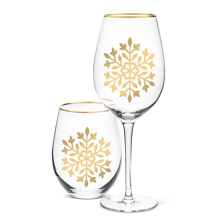 Gold Snowflake Wine Glass