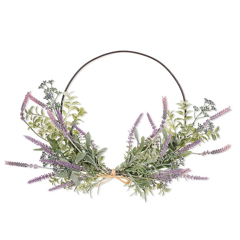 Medium Hoop Wreath with Lavender | Putti Fine Fuirnishings 