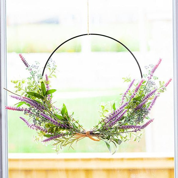 Medium Hoop Wreath with Lavender | Putti Fine Fuirnishings 