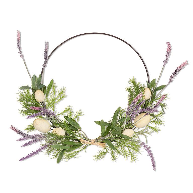 Medium Hoop Wreath with Eggs & Lavender | Putti Fine Fuirnishings 