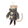Mouse with Puffy Parka Felt Ornament | Putti Christmas Decorations