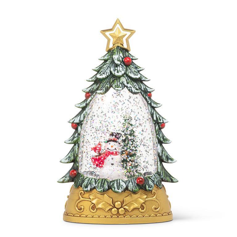 Small Snowman in Tree Shaped Glitter LED Lantern | Putti Christmas 