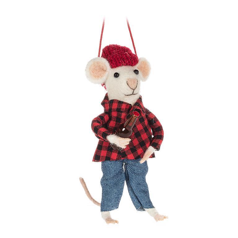 Check Shirt and Toque Mouse Ornament | Putti Christmas Decorations 