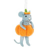 Mouse in Halloween Costume Felt Ornament - Pumpkin | Putti Halloween Decorations