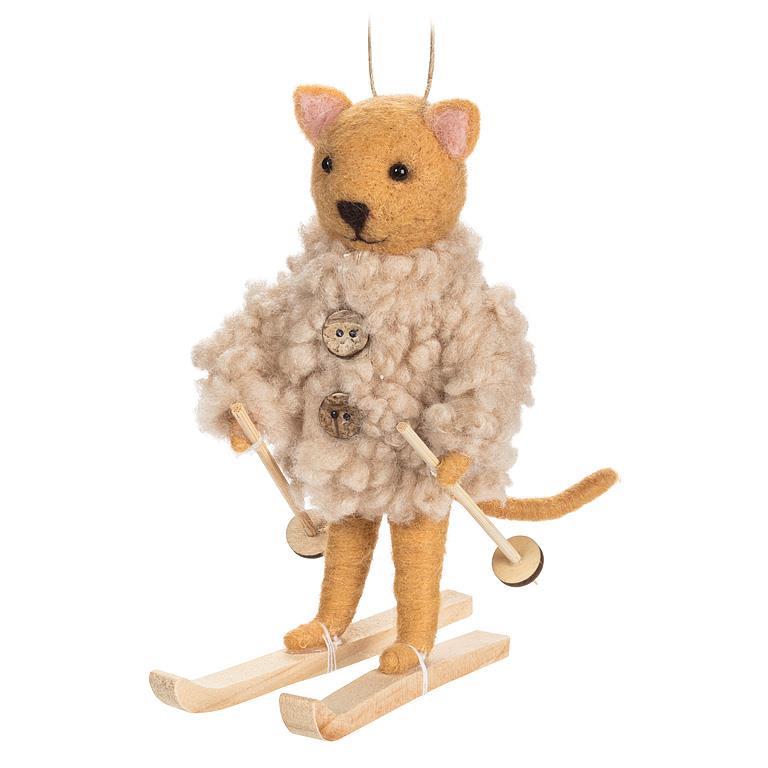 Skiing Cat Felt Ornament   | Putti Christmas Celebrations 