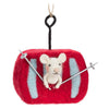 Skiing Mouse in Gondola Felt Ornament  | Putti Christmas Decorations