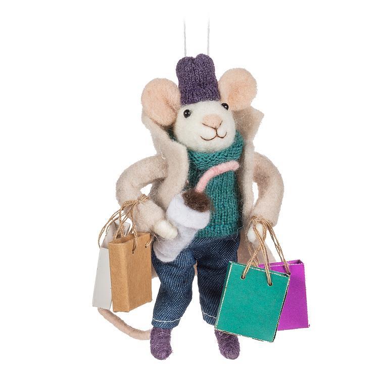 Shopping Mouse Felt Ornament   | Putti Christmas Celebrations 