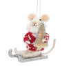 Winter Mouse on Sled Felt Ornament | Putti christmas Decorations