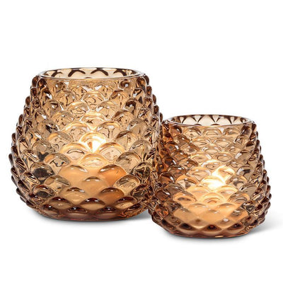 Medium Pinecone Tealight Amber | Putti Christmas Decor