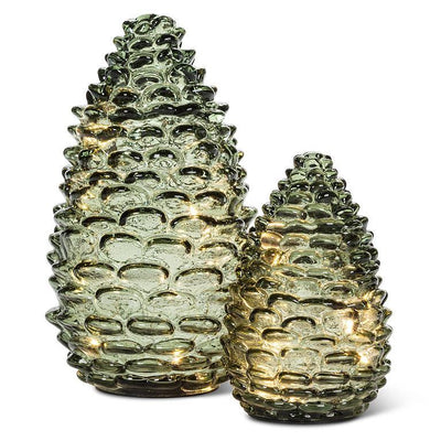 Medium Pinecone LED Light Green | Putti Christmas Decorations