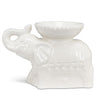 White Ornate Elephant Oil Warmer | Putti Fine Furnishings