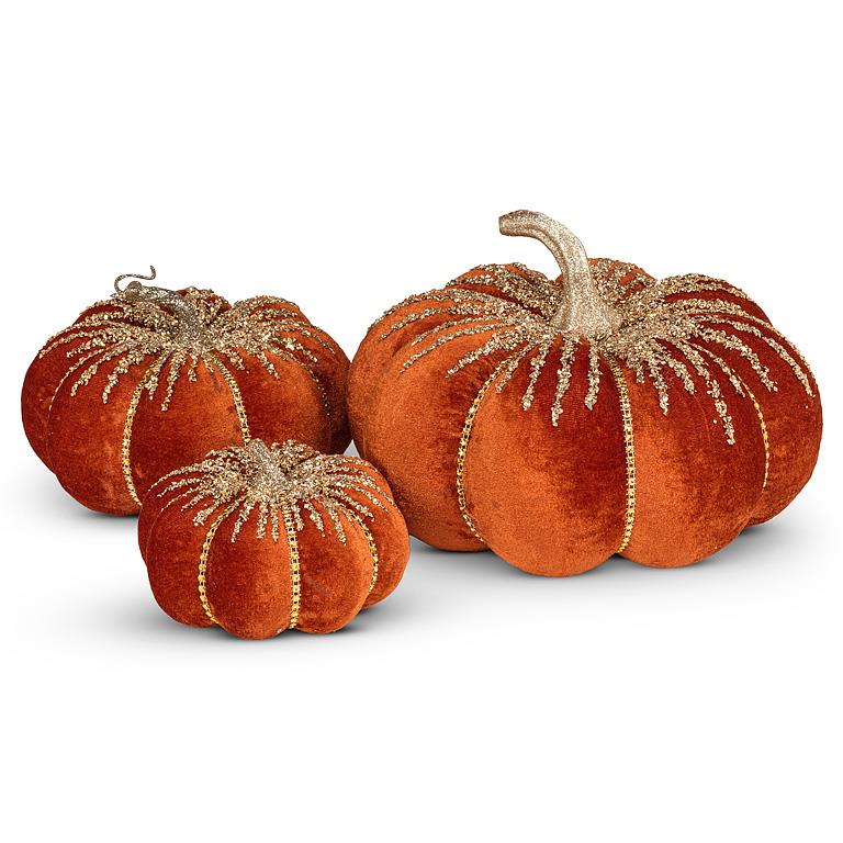 Small Dark Orange Pumpkin with Glitter | Putti Fine Furnishings Canada