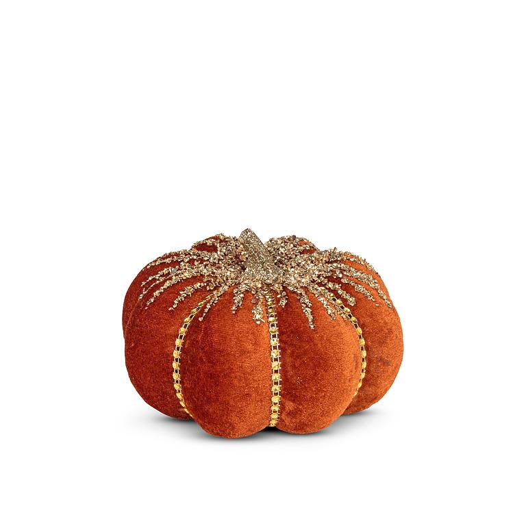 Small Dark Orange Pumpkin with Glitter | Putti Fine Furnishings Canada