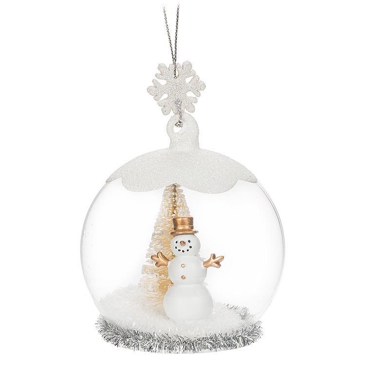 Snowman with Tree Glass Ball Ornament