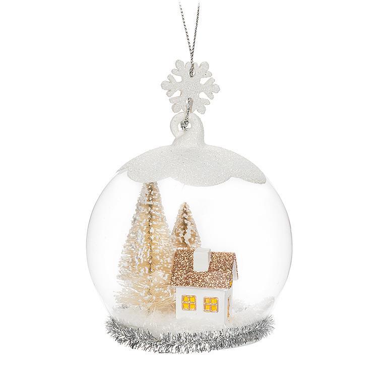 House with Tree Glass Ball Ornament