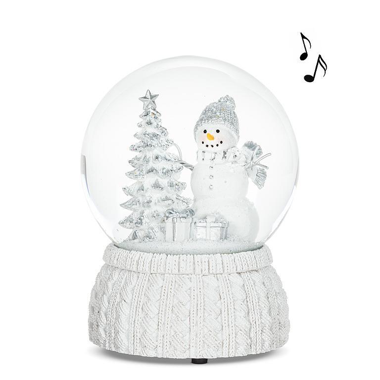 White Snowman & Tree Musical Snow Globe | Putti Christmas Celebrations 