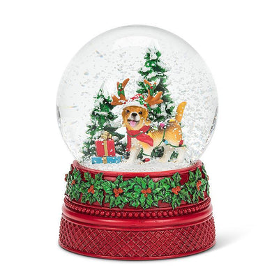 Holiday Dog & Tree Snow Globe | Putti Christmas Canada