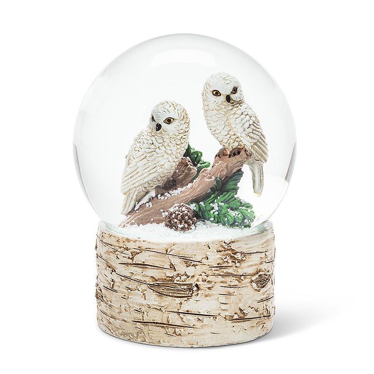 Owl Pair on Branch Snow Globe  | Putti Christmas Canada 