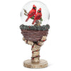 Cardinals in Nest Pedestal Snow Globe | Putti Christmas Celebrations