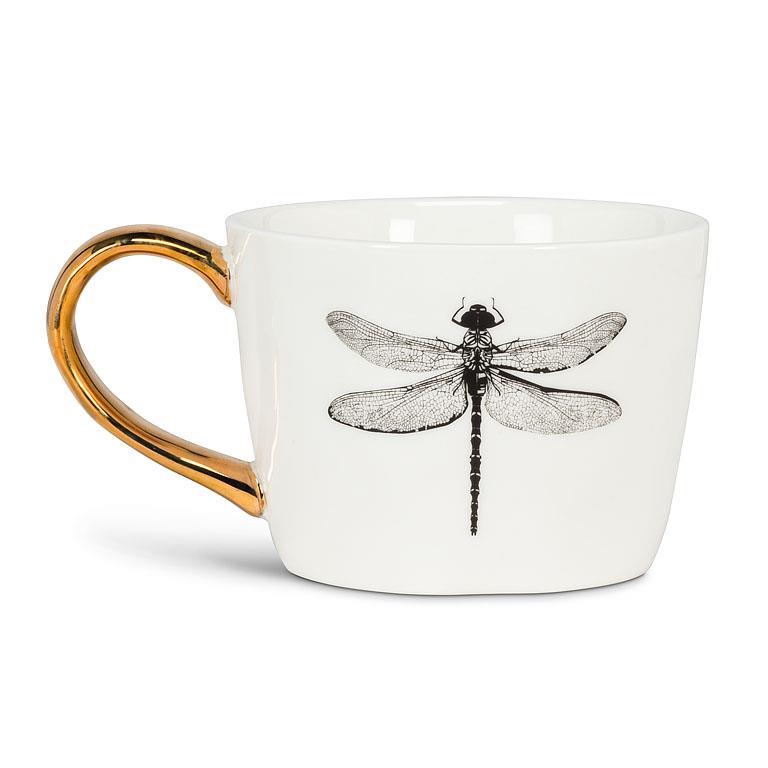Dragonfly Low Mug with Gold Handle | Putti Fine Furnishings 